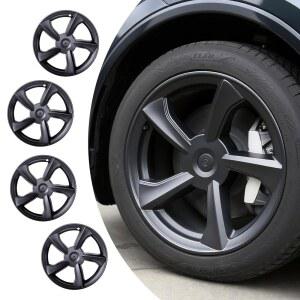 2025 2026 테슬라 모델 Y 주니퍼와 호환되는 휠X 19인치 허브캡 휠 스킨 커버, 내구성이 뛰어난 ABS 플라스틱 림 커버(4종 세트), 표준 휠에 적합 - 타이어 커버 교체 시 스냅온