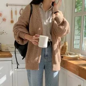 온나핏 할리센 루즈핏 뽀송 앙고라 니트 가디건 크롭가디건 반팔가디건