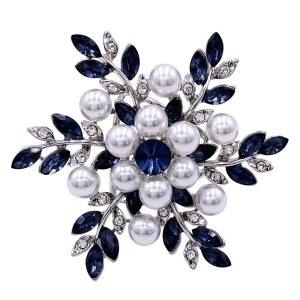 HAISWET 쓰리 링 스노우플레이크 블루 스카프 버클 클립 랩 홀더 클램프 브로치 액세서리