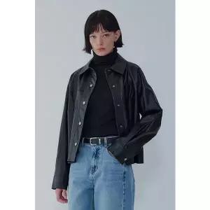 [VOV](대구신세계) 보브 스냅 버튼 신세틱 레더 자켓(7156160003)