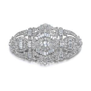 에버 페이스 오스트리아 크리스탈 웨딩 아트 데코 버클 브로치 클리어