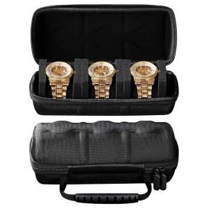 남성용 홈데 시계 여행용 케이스: 휴대용 손잡이가 있는 하드 쉘 정리함 - 3개의 시계를 보관할 수 보관함