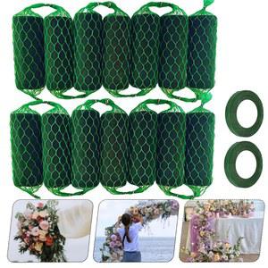 TBPA 14Pcs 플로럴 폼 갈랜드 9 2피트 스펀지 블록 키트 습윤 건조 신선한 꽃을 위한 흡수 꽃 홀더 아치 도어 웨딩 가든 홈 데코 테이프 x 2Pcs