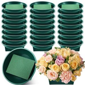사바리 24팩 대형 사이즈 6 3인치 꽃받침 원형 그릇 꽃꽂이 테이블 파티 결혼식 축제 꽃을 위한 블록이 포함된 키트