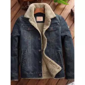 남자겨울용자켓 캐주얼 점퍼 M 남성 데님 양털안감 청자켓 딥 블루