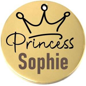 각인 스테인리스 프린세스, ID 반려견 태그(골드 태그, 스틸 스몰) 고양이 - 애완동물 이름표 이름