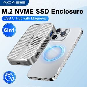 아카시스 마그네틱 USB C 도킹 스테이션 M.2 NVMe SSD 케이스 냉각 팬 포함 4K HDMI 100W PD 지원 2230/42/