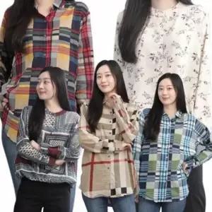 걸스 그리드체크 쿨시즌 탑 오픈칼라셔츠 베이직 셔츠 다양한 패턴 포멀룩 출근룩 드레스 데