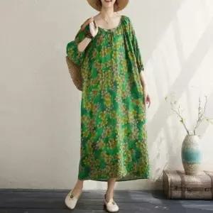 이쁘다요 플라워 롱 린넨 원피스 루즈핏 패턴 WFLMEWM