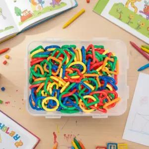 고리블럭 연결놀이 링끼우기 키링 블록 목걸이 만들기 소근육발달 두뇌발달 영유아용 보관함