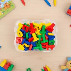 나사블럭 너트 볼트 조이기 끼우기 조립 블록 공구놀이 집중력 소근육 두뇌발달 보관함