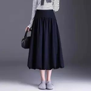 스커트 롱 오피스룩 가을 겨울 여자스커트 롱스커트 플리츠 꽃망울 볼륨 슬림핏 원템4