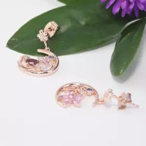 큐빅 언발 플라워 귀걸이(92.5실버침 로즈골드)