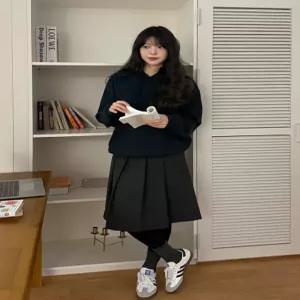 체리프 뒷밴딩 플리츠 미디 스커트 85814 빅사이즈 여성의류