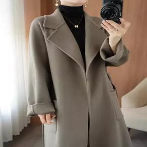 캐시미어 100 핸드메이드 하프 여성 모직 울 롱 코트