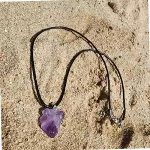 남자 천연 자수정 매듭 여자 목걸이 끈 퍼플 팬던트