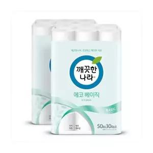 깨끗한나라 화장지 에코 베이직 2겹 50m 30롤 2팩