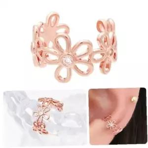 14KGP 귀찌 이어커프 큐빅 꽃 링 로즈골드 여성이어커