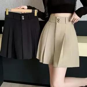 [라일리여성의류] Rly 하이웨스트투버튼 플레어라인 치마바지