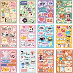 12개 가족 스크랩북 스티커 플래너 저널 사진 앨범 장식 메모리 유대감을 위한 소중한 순간 비전 보드 파티