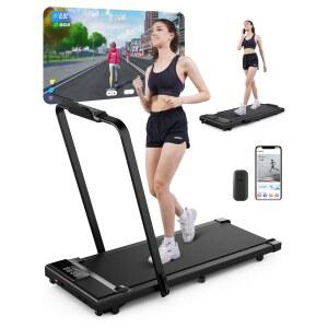 디어런 3 in 1 워킹 패드 러닝머신, 300 무게 용량의 접이식 3.0HP 저소음 책상 리모컨 및 APP을 갖춘 홈 오피스용