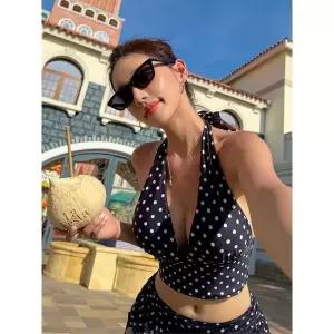 [비바럽]도트 홀터넥 쓰리피스 비키니 SW20354F 리본 땡땡이 나시탑 민소매 크롭 프릴 .._P414972884