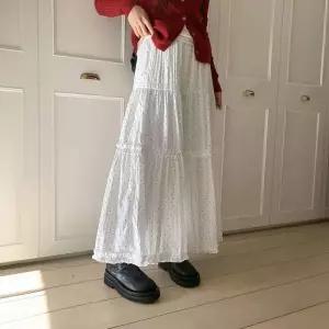 [다잇템] 여자 SS 롱 프릴 FW 땡땡이 하늘하늘 클래식 스커트