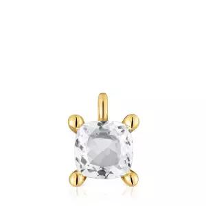 [TOUS] 18K 골드 버메일 실버 스몰 록 크리스탈 쿼츠 화이트 펜던트 1004235000