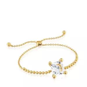 [TOUS] 18K 골드 버메일 실버 락 크리스탈 쿼츠 화이트 팔찌 1004235400