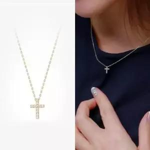 정품 14K 골드 심플 미니 십자가 목걸이 기본형 42cm W039D2C