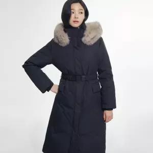 [백화점 정품] 빈폴 레이디스 퍼 후드 롱기장 다운 점퍼 블랙 BF5Y38C055