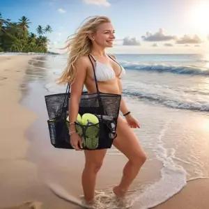 4포켓 대용량 여름 비치백 망사백 숄더백 바캉스가방 WF2645B