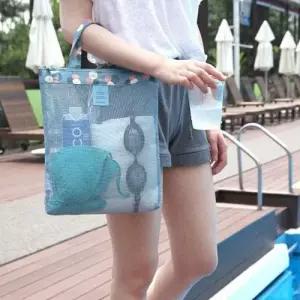 스퀘어 쉐입 물놀이 가방 메쉬 소재 비치백 토트백 WF0FA6F