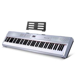 로젠 P51 풀사이즈 가중 키보드 88 키 초보자 디지털 피아노, 지속 가능한 페달 및 전원 공급 장치가 있는 휴대용 전기 Sliver