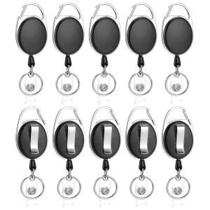 직장인 의사 간호사를 위한 카라비너 벨트 클립과 키 링 접이식 신분증 배지 홀더가 포함된 20팩