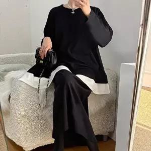 [셀러허브 패션]빅사이즈 601 기모배색일자치마세트 DRAV716