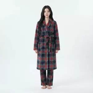 [하프클럽/옷자락]여자 편안한 집콕 데일리 체크 홈웨어 로브 파자마
