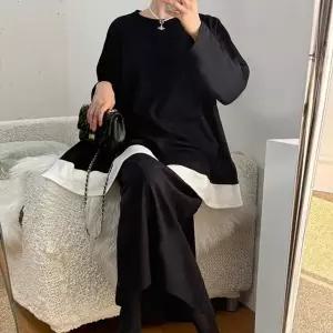 빅사이즈 601 기모배색일자치마세트 DRAV716