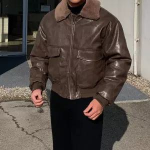 [클라쓰업]레탄 남자 루즈 오버핏 양털 레더 무스탕 자켓