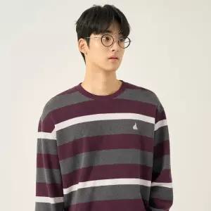 [백화점 정품] 빈폴 멘 소프트 코튼 볼드 스트라이프 라운드넥 티셔츠 - 와인 (BC5941C22Z)