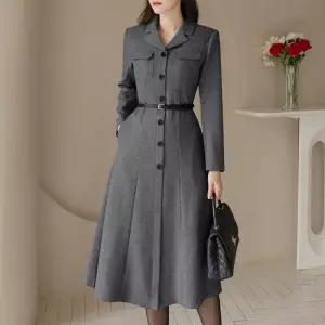 시크라인 ~XXL까지기장선택 나케올리 포켓 트위드 벨트 원피스 겨울 하객룩 오피스룩 모임룩 격식룩 빅사이