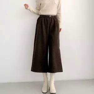 여성 밍크기모 스판 밴딩 투톤10부 골덴 통바지 벨트포함