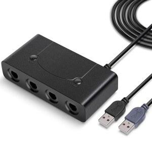스위치 /스위치 2 /Wii U /PC용 게임큐브 컨트롤러 어댑터, 포트 4개, 터보, 홈 기능(220m 케이블 포함)