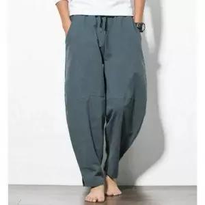 남성용 주말 여행용 밴딩 허리 와이드 배기 팬츠