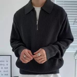 남성용 반집업 카라 니트 스웨터 가을 봄 오버핏 하프집업 상의
