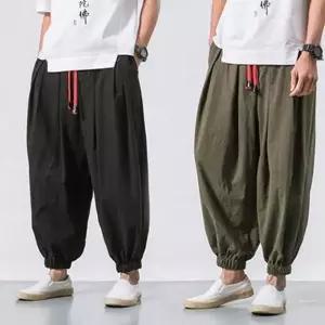 와이드핏 남성 허리밴딩 배기팬츠 통넓은 바지 일상복