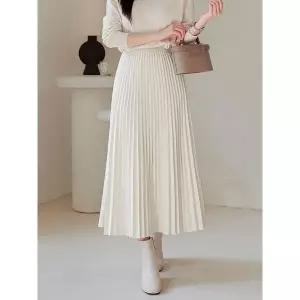 [엄마옷드리다] 여성 가을 겨울 롱 울 플리츠 플레어 빅사이즈 밴딩 스커트 치마 출근 하객 오.._P41504...