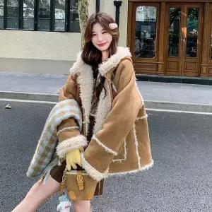 여성용 겨울 점 일체형 퍼 가죽 라이크 자켓 원픽4