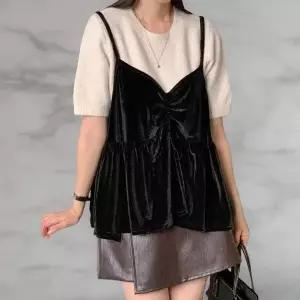 [신세계라이브쇼핑][옷자락] 여성 겨울 벨벳 벨로아 리본 빅사이즈 뷔스티에