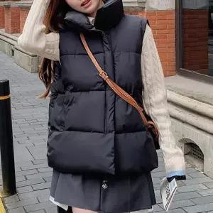 [하프클럽/]하이넥 패딩조끼 웰론 겨울 베스트 루즈핏조끼 여성